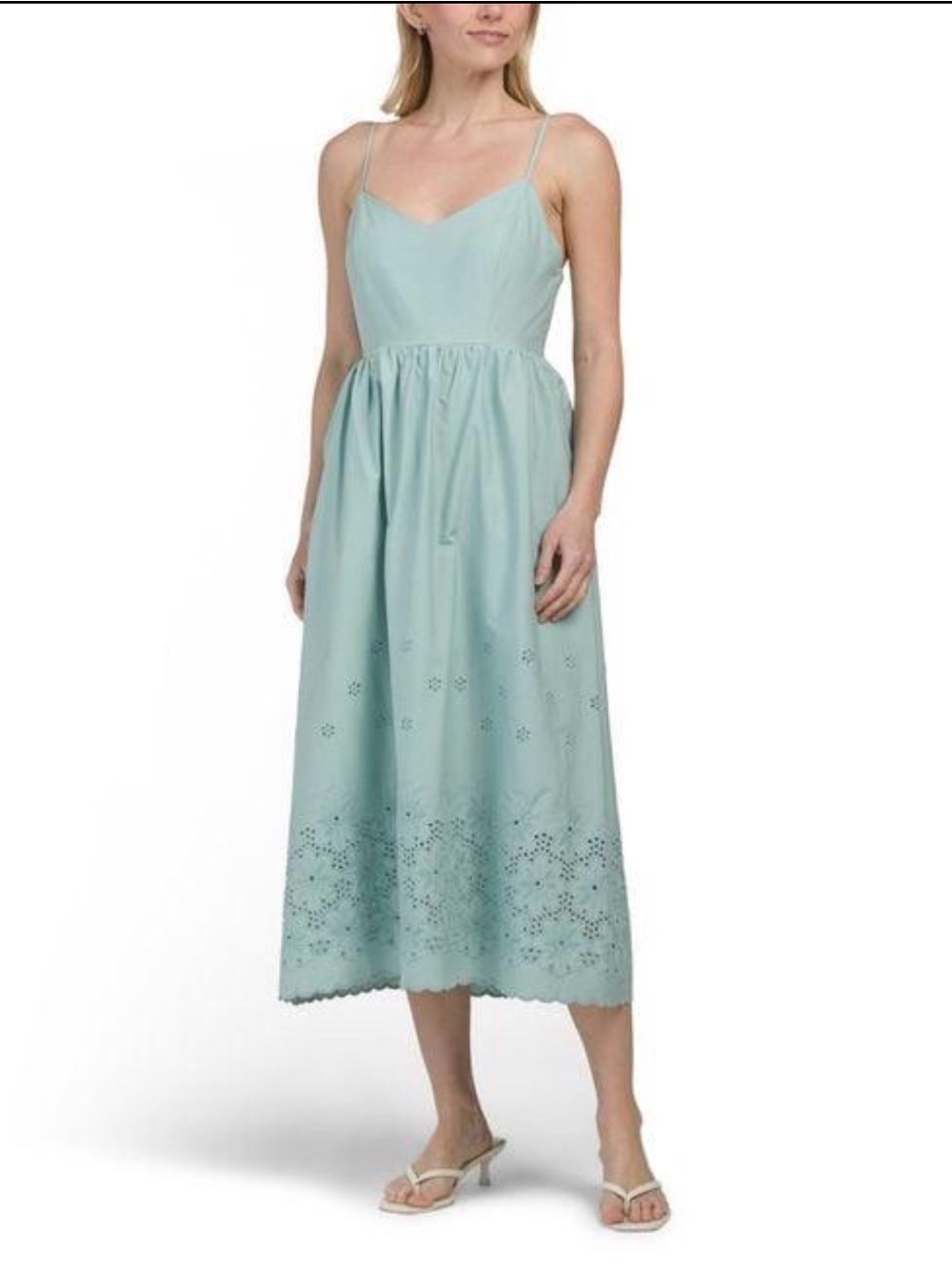 Calypso St. Barth Light Blue Eyelet Embroidered Maxi Dress